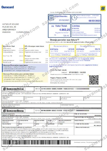 BRASIL BANCO DO BRASIL utility bill Word and PDF template